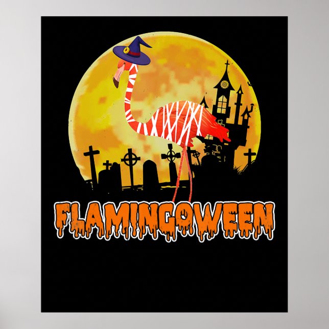 Flamingo | Flamingoween Funny Witch Halloween Poster (Framsidan)