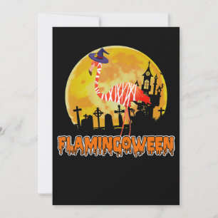 Flamingo Flamingoween Funny Witch Halloween Tack Kort
