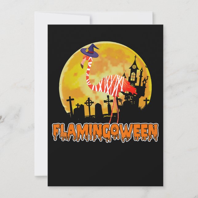 Flamingo | Flamingoween Funny Witch Halloween Tack Kort (Framsida)