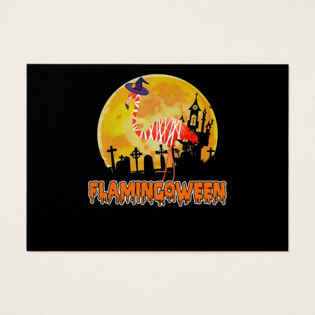 Flamingo | Flamingoween Funny Witch Halloween Visitkort (Framsidan)