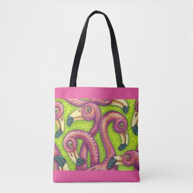 Flamingo Fling Colorful TOTE BAG Tygkasse (Framsida)
