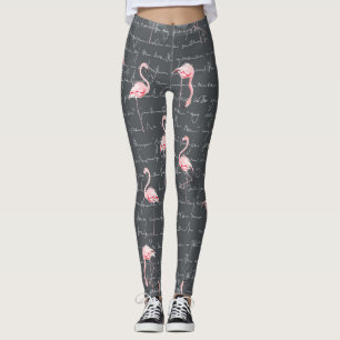 Flamingo Flock: Mörk Grått Vintage. Leggings