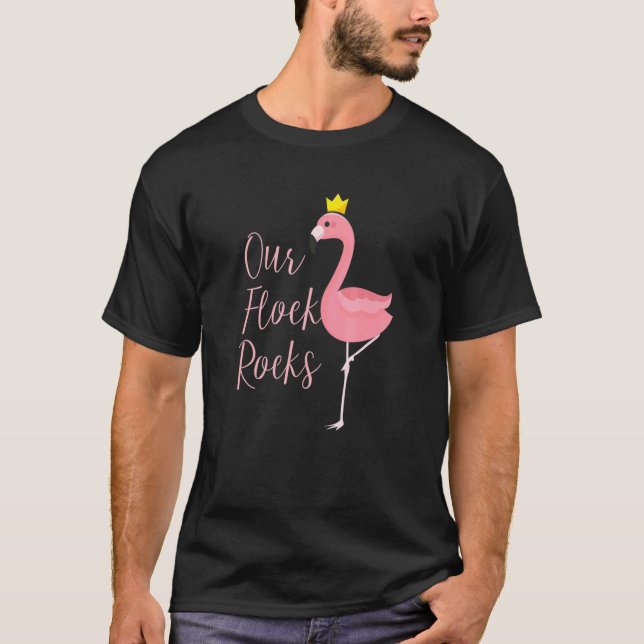 Flamingo Flock Sten, sommar T Shirt (Framsida)