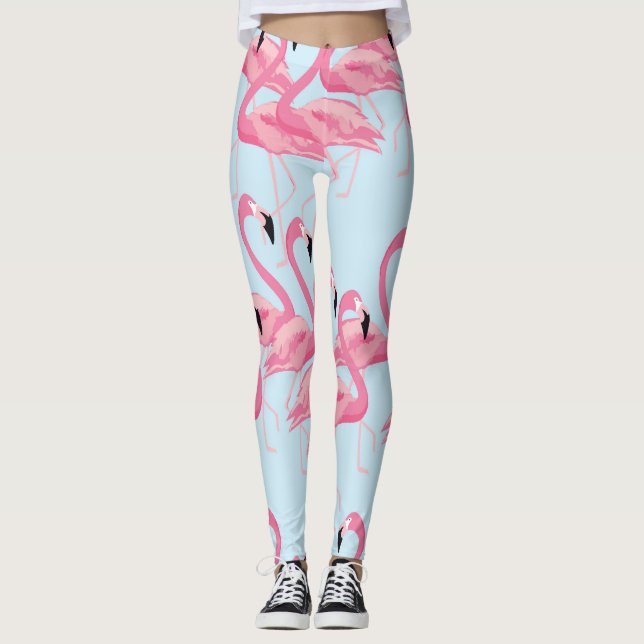 Flamingo Flock: Tropical Vintage Print Leggings (Framsida)