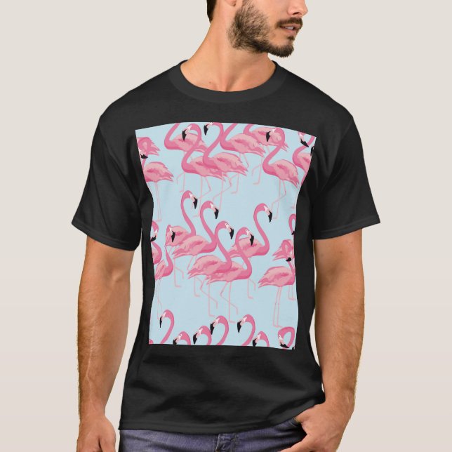 Flamingo Flock: Tropical Vintage Print T Shirt (Framsida)