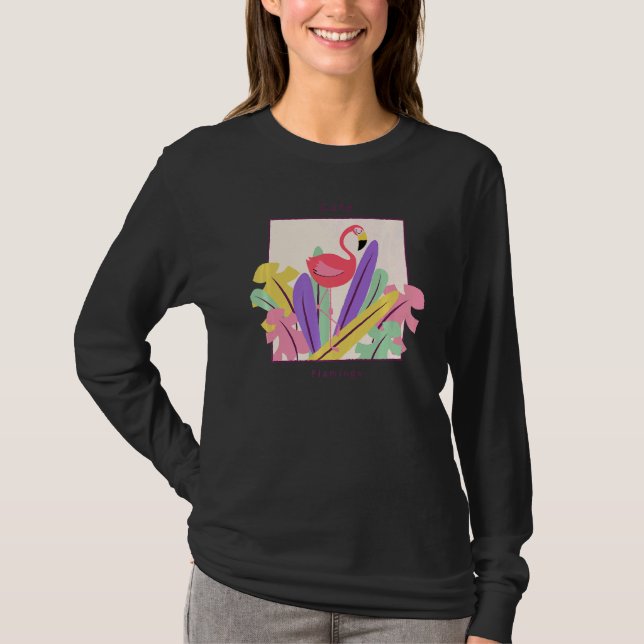 Flamingo Flockad grafik, figur 2 T Shirt (Framsida)