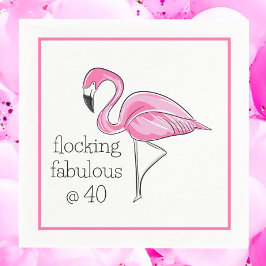 Flamingo Flocking Fabulous at 40 Birthday Pappersservett