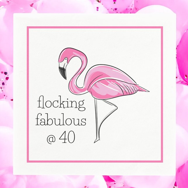 Flamingo Flocking Fabulous at 40 Birthday Pappersservett (Skapare uppladdad)