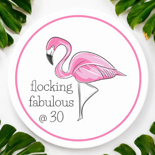 Flamingo Flocking Fabulous vid trettio Gräns Party Underlägg Papper Rund