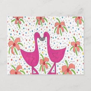 Flamingo Floral Fiesta Vykort