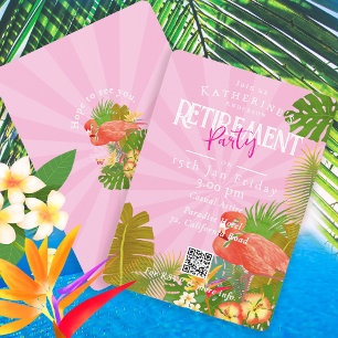 Flamingo Florida Tropisk Rosa Pensionering Inbjudningar
