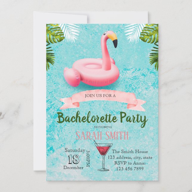 Flamingo flotte möhippe inbjudan (Framsida)