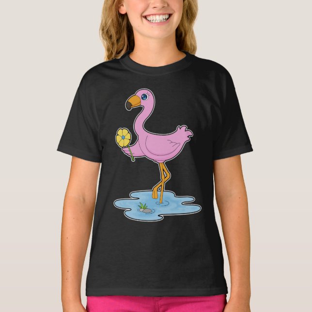 Flamingo Flower T Shirt (Framsida)