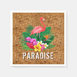 Flamingo Flowers på Wicker Mönster Pappersservett
