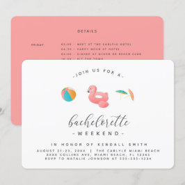 Flamingo Flyter Bassäng Party Bachelorette Helg Inbjudningar