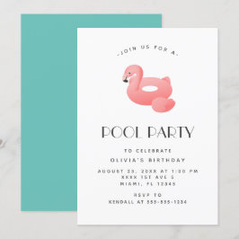 Flamingo Flyter födelsedagen Bassäng Party Inbjudningar