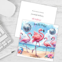 Flamingo Födelsedags Strandfest Inbjudan