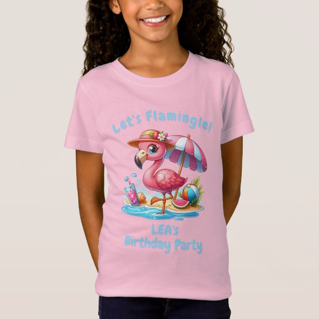 Flamingo Födelsedags T-Shirt För Tjej | Låt Oss Fl (Framsida)