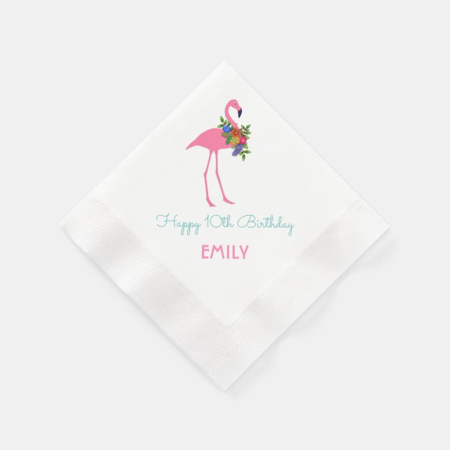 Flamingo födelsedagsfest julen pappersservett (Hörn)