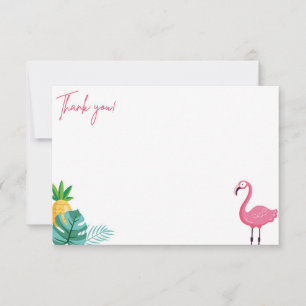 Flamingo-Födelsedagsfest - Tack med platt anteckni Kort
