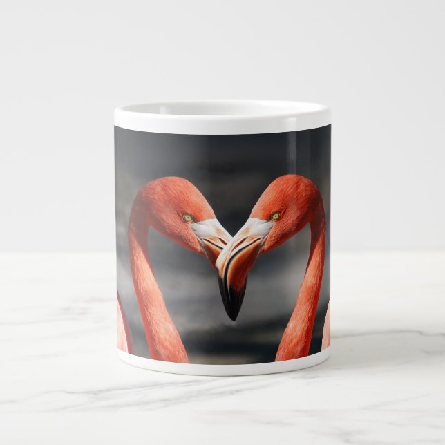 Flamingo för Alla Hjärtans Dag Jumbo Mugg (Framsidan)