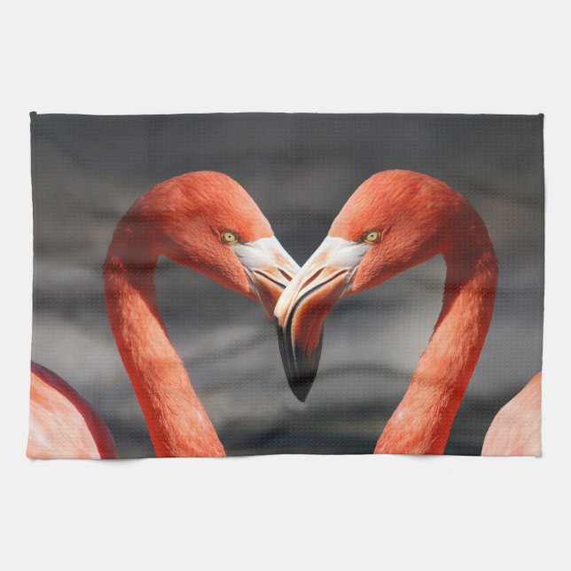 Flamingo för Alla Hjärtans Dag Kökshandduk (Horisontell)