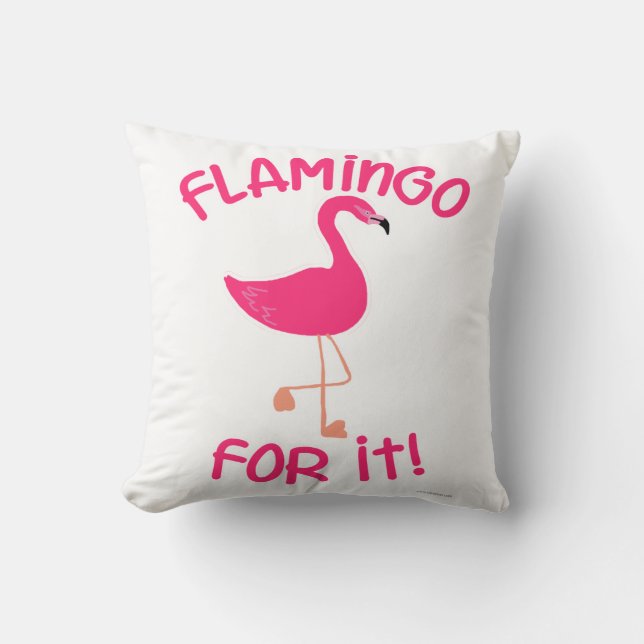 Flamingo for IT Rosa Tropical Bird Slogan Kudde (Framsida)