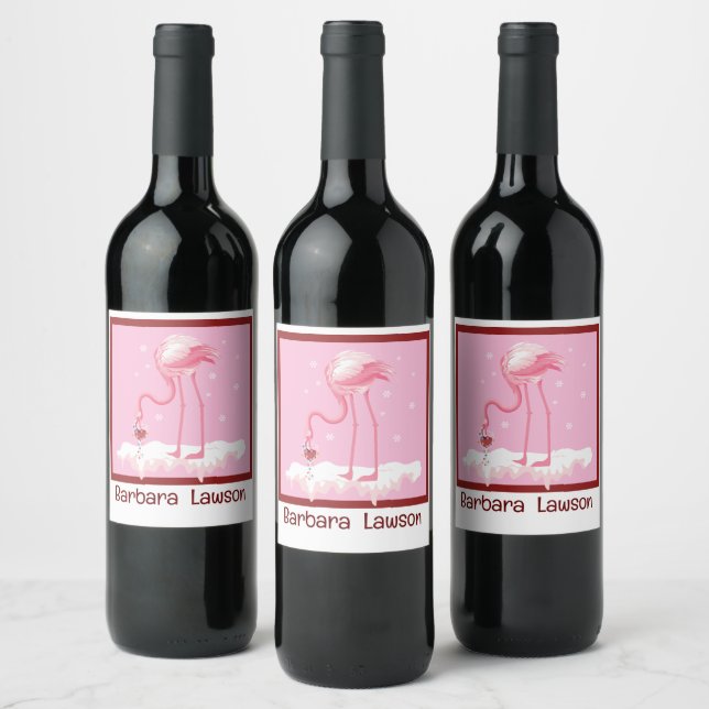 Flamingo för vinsmakning vinflaska etikett (Flaskor)