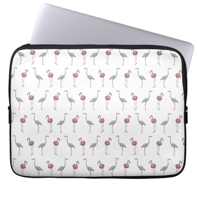 Flamingo Frenzy Datorskydd (Vit) Laptop Fodral (Framsidan)
