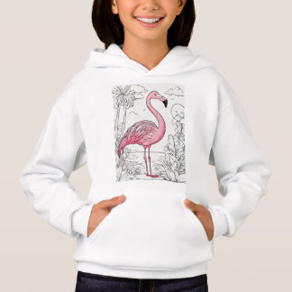 Flamingo Frenzy: Girls'Pullover Hoodie T Shirt