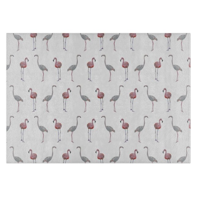 Flamingo Frenzy Glasskärbräda (välj färg) (Framsidan)