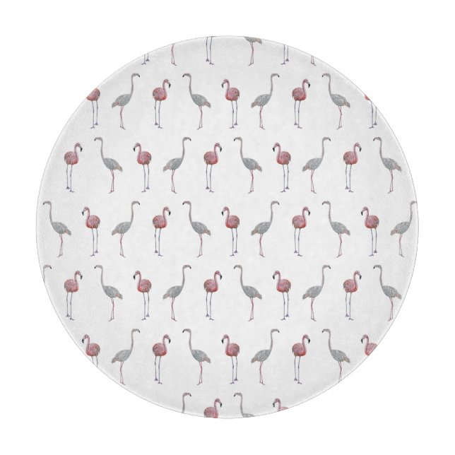Flamingo Frenzy Glasskärbräda (välj färg) (Framsidan)