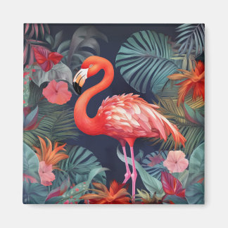 Flamingo Frenzy: Kvadratisk kylskåp, magnet