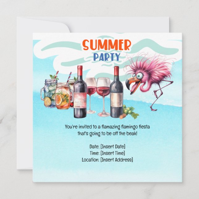 Flamingo Funny design för party Spara Datumet (Framsida)