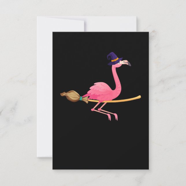 Flamingo| Funny Flamingo Witch Halloween Inbjudningar (Framsida)
