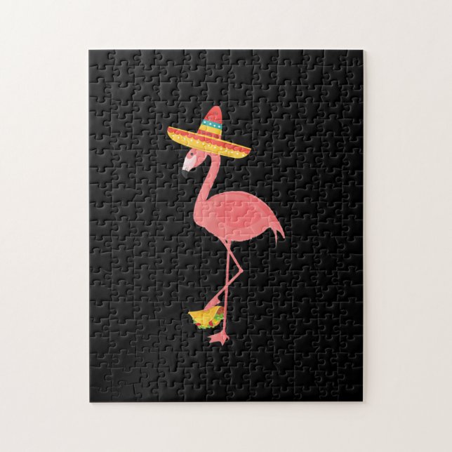 Flamingo funny mexikansk matTaco Älskare Gift Pussel (Vertikal)