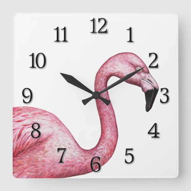 Flamingo Fyrkantig Klocka (Framsida)