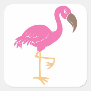 Flamingo Fyrkantigt Klistermärke