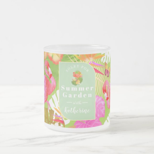 Flamingo Garden Bright Grönt Frostad Glasmugg (Center)