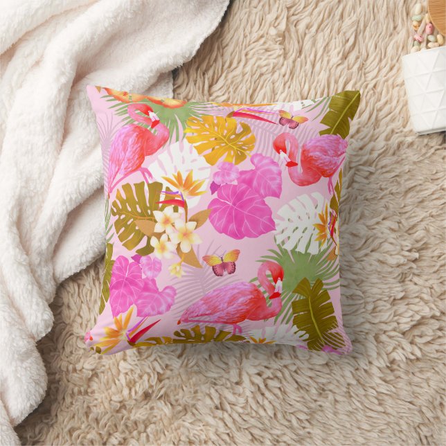 Flamingo Garden Rosa Kudde (Filt)
