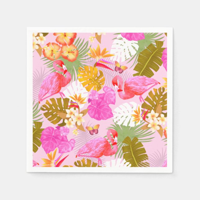 Flamingo Garden Rosa Pappersservett (Framsidan)
