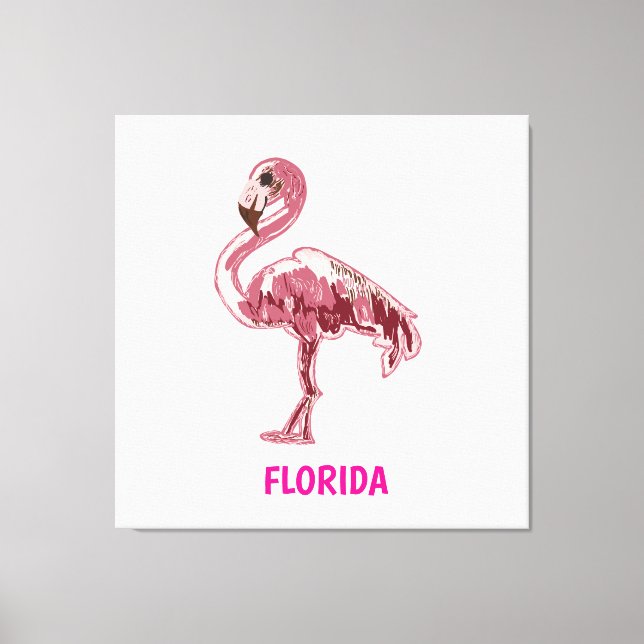 Flamingo gemalter pinker Flamingo  Canvastryck (Framsida)