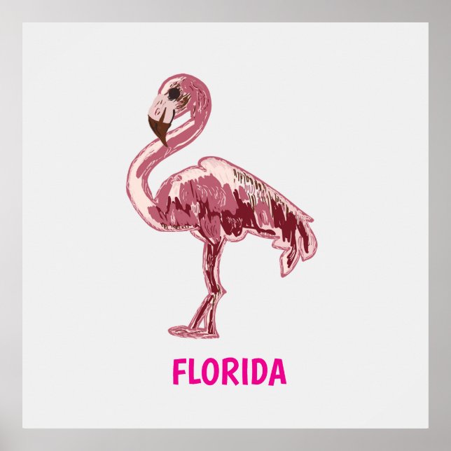 Flamingo gemalter pinker Flamingo  Poster (Framsidan)