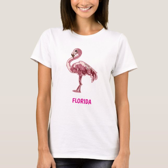 Flamingo gemalter pinker Flamingo  T Shirt (Framsida)