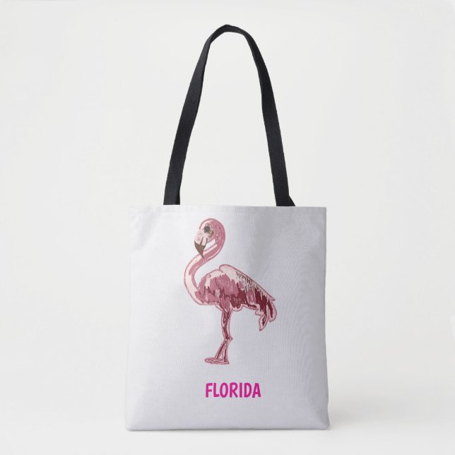 Flamingo gemalter pinker Flamingo  Tygkasse (Framsida)