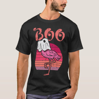 Flamingo Ghost Boo Rosa Sunset Retro Halloween Bir T Shirt