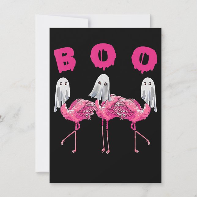 Flamingo| Ghost Flamingo Boo Halloween Costume Inbjudningar (Framsida)