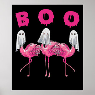 Flamingo Ghost Flamingo Boo Halloween Costume Poster