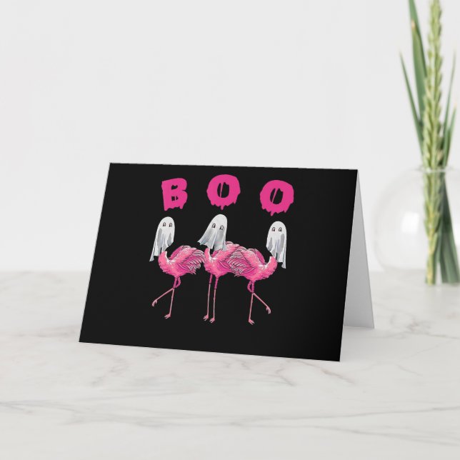 Flamingo| Ghost Flamingo Boo Halloween Costume Tack Kort (Framsida)