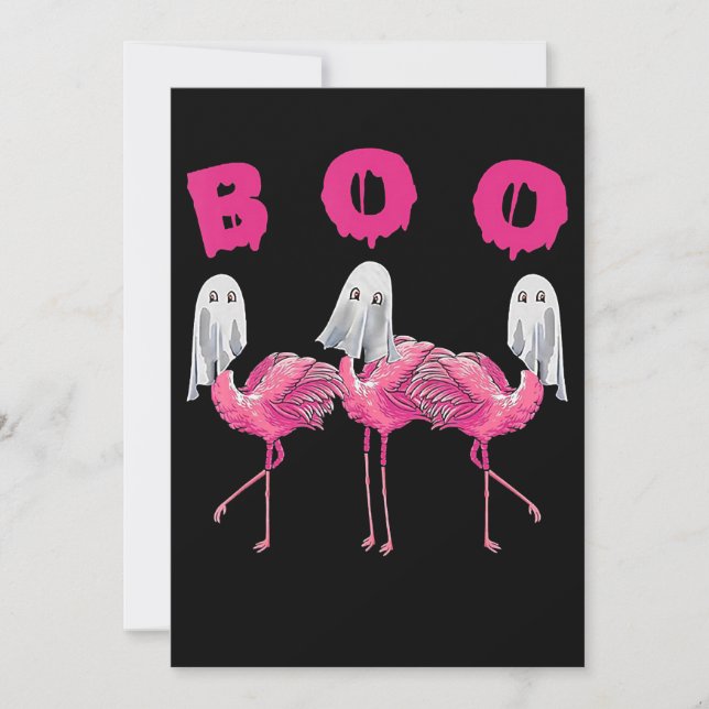 Flamingo | Ghost Flamingo Boo Halloween Costume Tack Kort (Framsida)